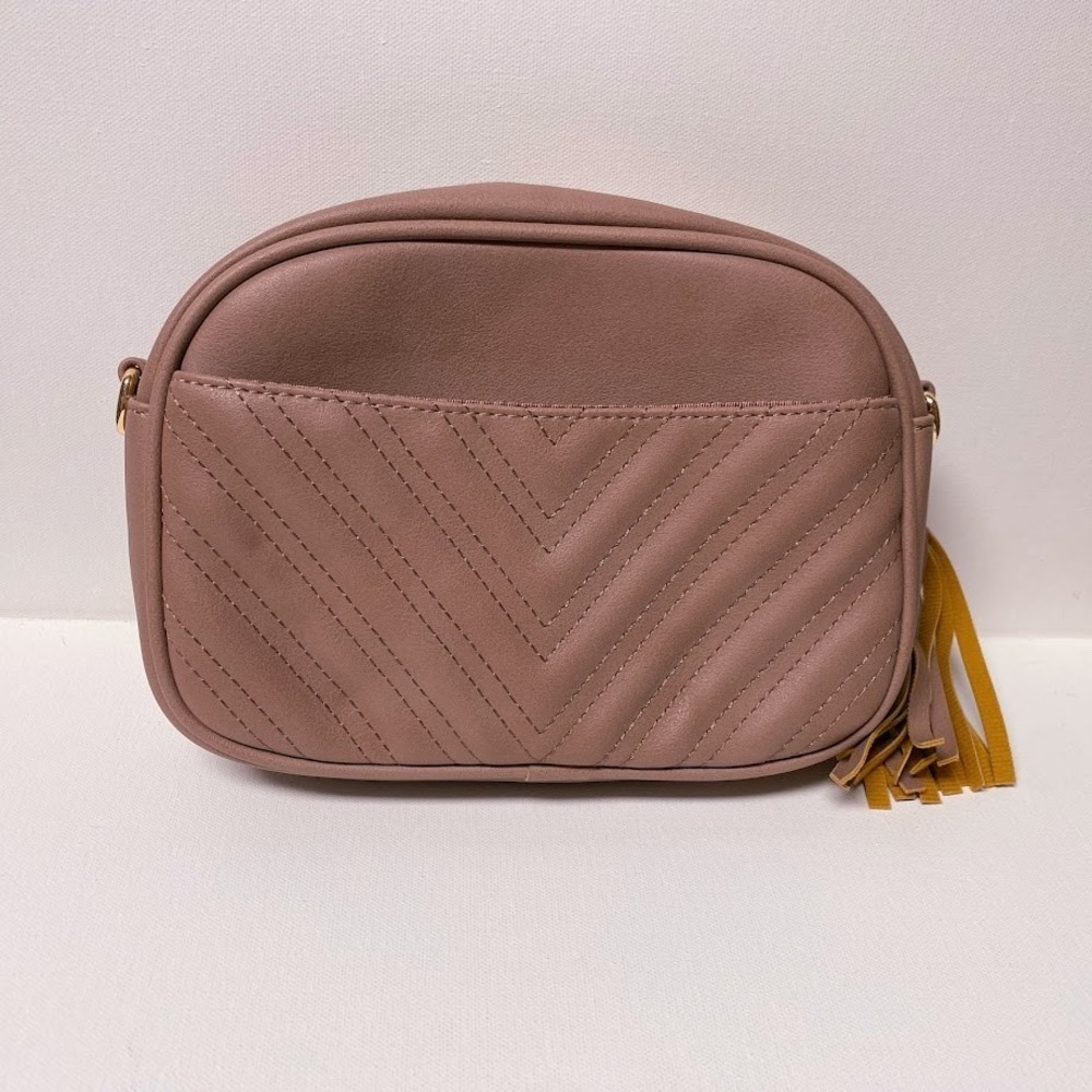 Lola Mae Small Quilted Crossbody Purse w/Tassle Dusty Purple